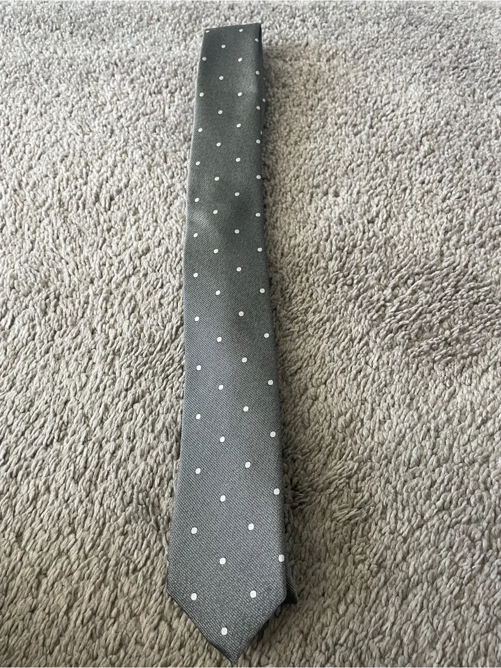 Banana Republic Gray Tie with White Polka Dots